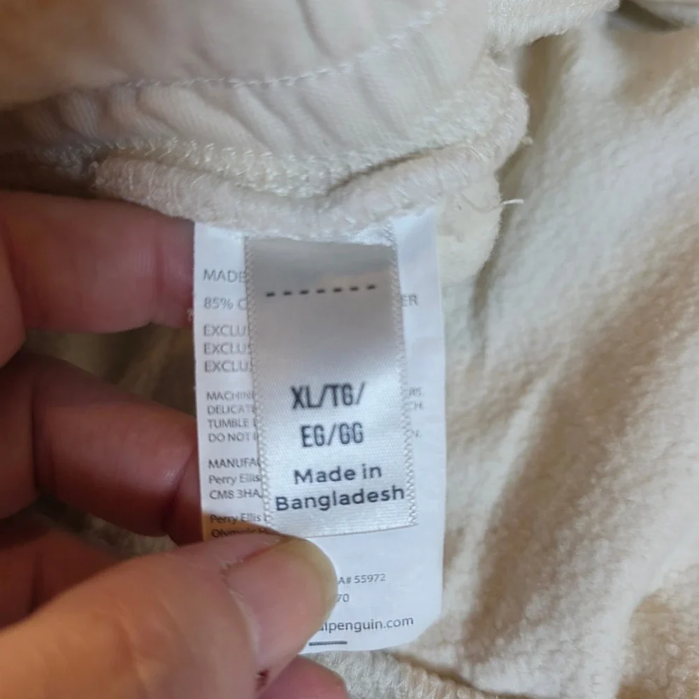 Original Penguin Mens Cream Jogger Sweatpants XL Off White Fleece Pants 0001892